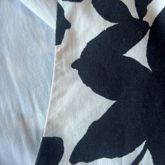 Zoe & Claire Black & Cream Floral Print Midi Dress Striped Waist Tie & Hem Sz M - Picture 13 of 13